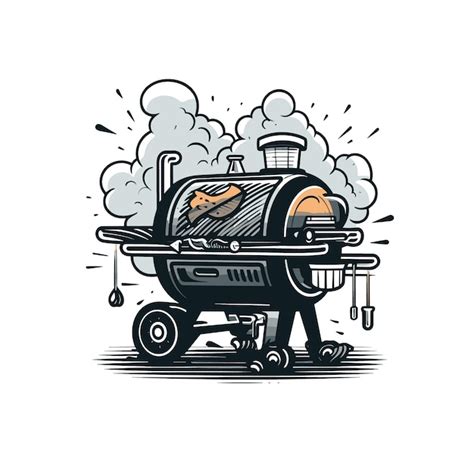 Bbq smoker machine grill logo illustration vector art | Premium AI ...