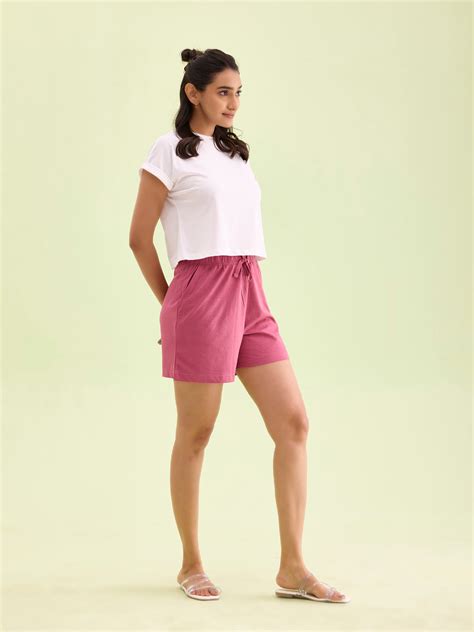 Light Wine Cotton Stretch Casual Shorts – Go Colors India