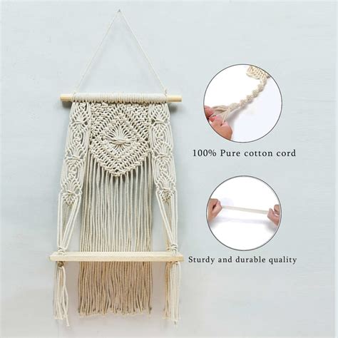 Buy HOMESAKE Solid Wood Macrame Wall Hanging Shelf from Homesake at ...