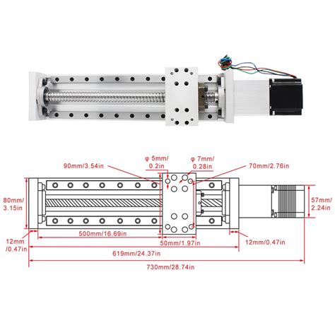 Buy RATTMMOTOR ZBX80 500mm Stroke CNC Linear Stage Motion Actuator X Y ...