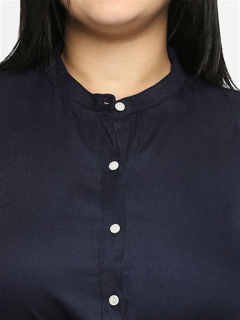 Style Quotient Plus Women Solid Navy Blue Viscose Rayon Formal Shirt ...