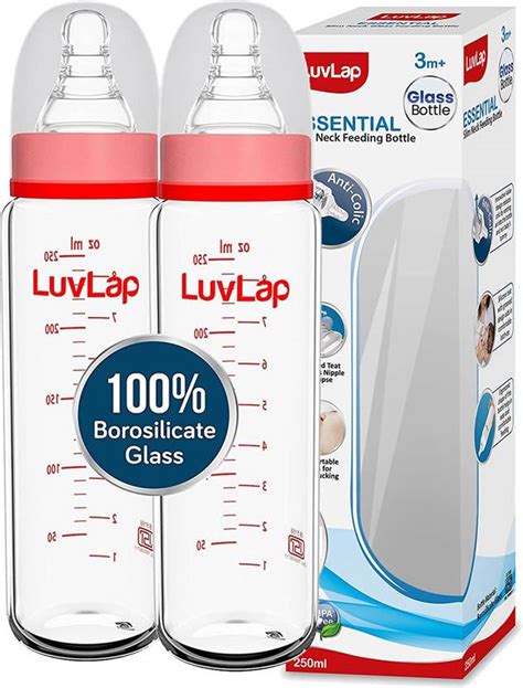 LuvLap Essential Slim Neck Glass Feeding Bottle, Upto 3 Years with Anti ...