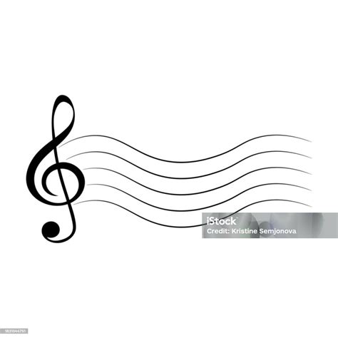 Music Note Treble Clef With Wavy Lines Vector Illustration Stock ...