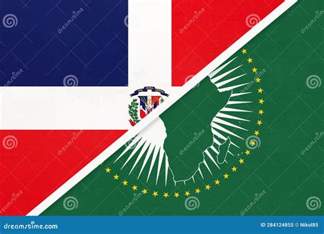 African Union and Dominican Republic National Flag from Textile. Africa ...
