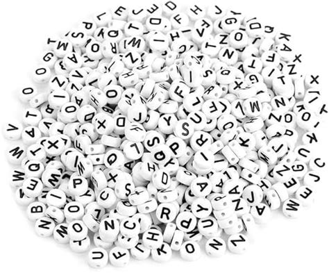 100 gm, Acrylic Round A to Z Alphabet Letter Beads White 7mm