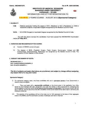 Fillable Online bhu ac INSTITUTE OF MEDICAL SCIENCES BANARAS HINDU bb ...