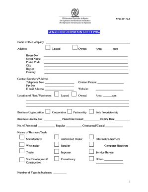 1 VENDOR INFORMATION SHEET (VIS) Name Of The Company ... - Iom - Fill ...