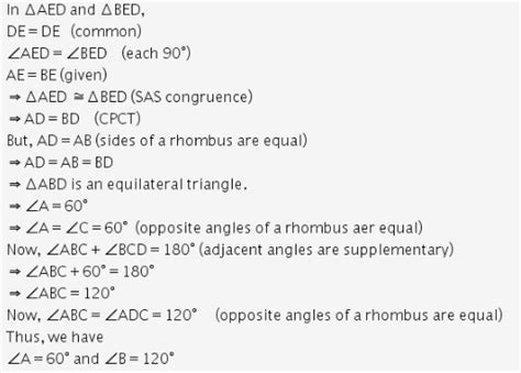 ABCD is a rhombus in which the altitude from D to side AB bisects AB ...