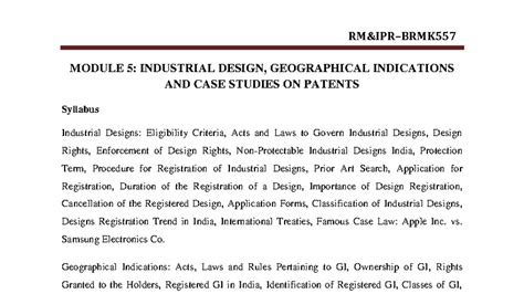 BRMK557: Module 5 - Industrial Design, Geographical Indications ...