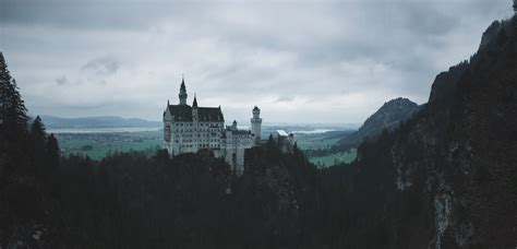 belief, gray, scenics - nature, neuschwanstein castle, mountain range, building, built structure ...
