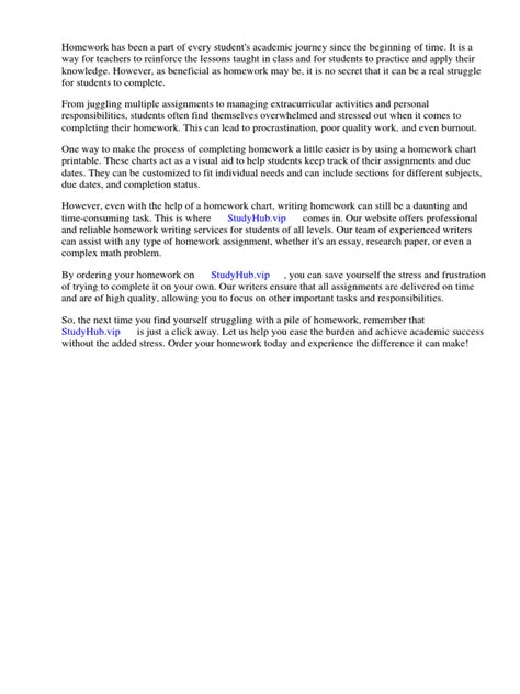 Homework Chart Printable | PDF | Homework | Worksheet