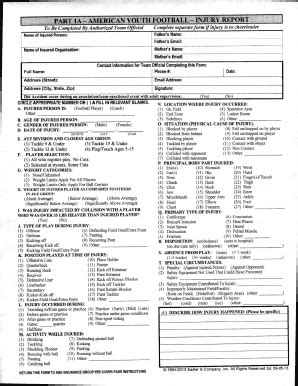 Fillable Online PART lA - AMERICAN YOUTH FOOTBALL - INJURY REPORT Fax ...
