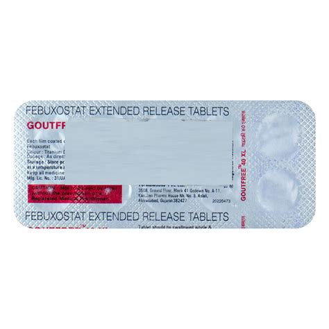 Buy Goutfree 40 Tablet online | Uses, Side Effects, Price and ...