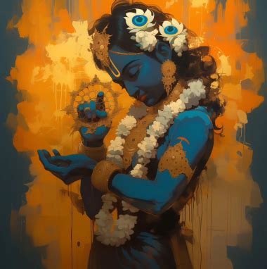 Sacred Art: Lord Krishna Holding Sudarshan Chakra - Digital Painting ...