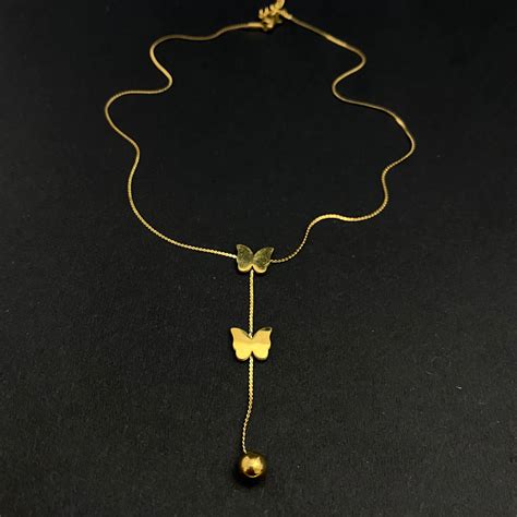 Oralia Stainless Steel Golden Dual Butterflies Necklace– Oralia India