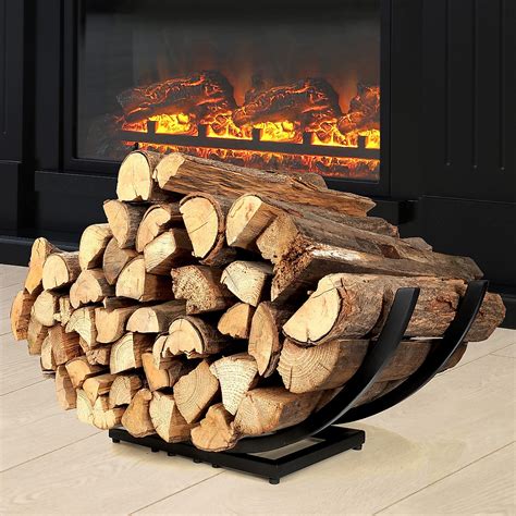 Curved Firewood Rack Holder: Heavy Duty Firewood Holder Indoor Outdoor ...