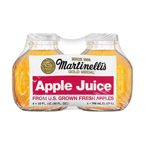 Martinelli's Gold Medal 100% Apple Juice, 10 fl oz, 4 Count, Shelf ...