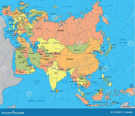 Political map of Eurasia stock vector. Illustration of blue - 7242815