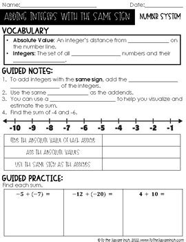 Adding Integers with Same Sign 的图像结果
