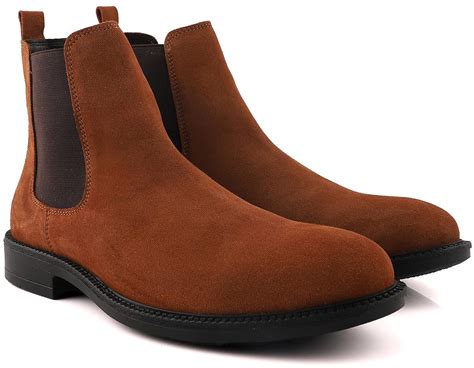 Buy Freacksters Men's Tan Suede Leather Chelsea Boots Extra Cushion ...
