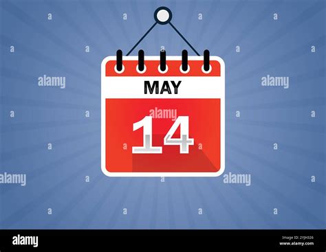 May 14, Calendar hanging sign. 14th days of the month, modern ...