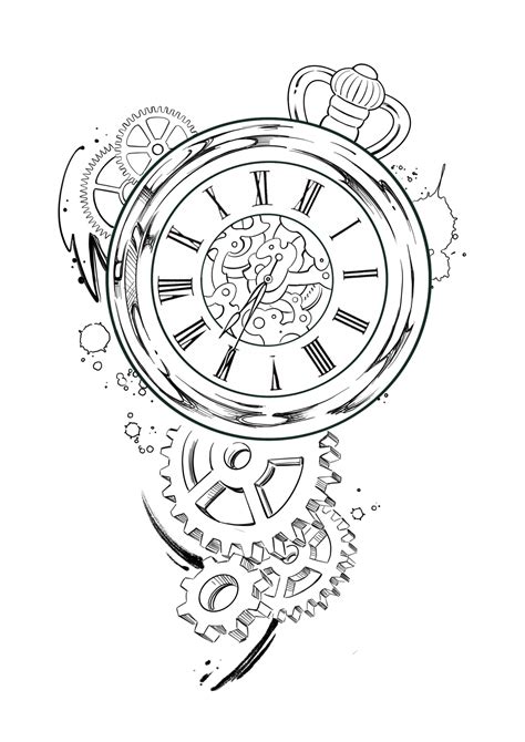 Pin by Ivan Cordero on Outlines tattoo (plantillas tatuajes) | Pocket watch tattoo design, Watch ...