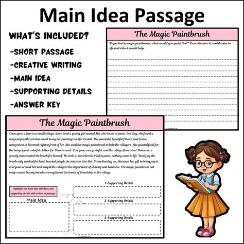The Magic Paintbrush | Main Idea and Supporting Details Reading Passag ...
