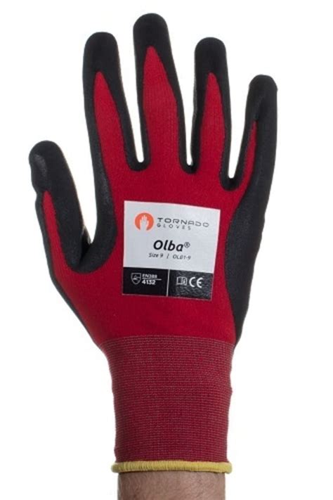 OLB1-09 Tornado | Tornado Olba Red Nylon Nylon Work Gloves, Size 9 ...