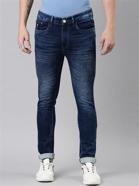 Buy CINOCCI Men Blue Jean Slim Fit Heavy Fade Stretchable Cotton Jeans ...