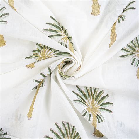 Buy Green Palm Print Tree Hand Block Printed Cotton Fabric – DMAASA