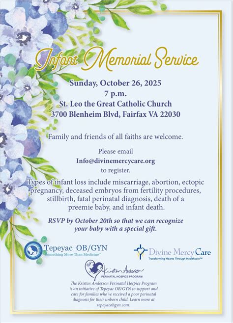 Infant Memorial Service, Saint Leo the Great Catholic Church, Fairfax ...