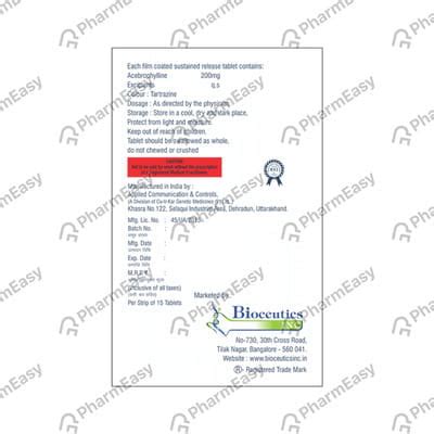 Bronchoril Sr 200 MG Tablet (15): Uses, Side Effects, Price & Dosage ...