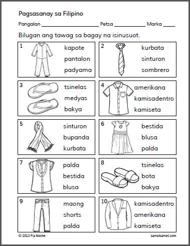 Image result for Tagalog Words Worksheet