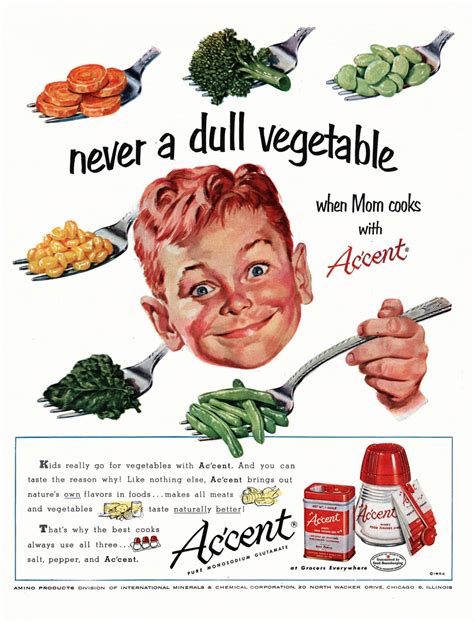 Accent, pure monosodium glutamate, 1952 | Know Your Meme