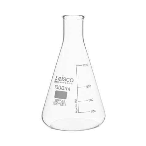 Erlenmeyer Flask, 1000ml - Borosilicate Glass - Narrow Neck, Conical ...