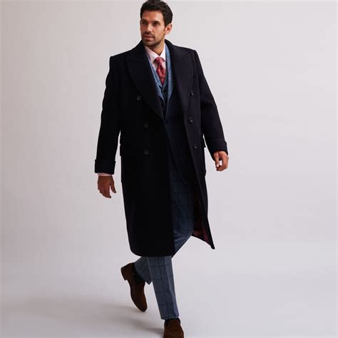 Navy Double Breasted Polo Coat | Men's Country Clothing | Cordings