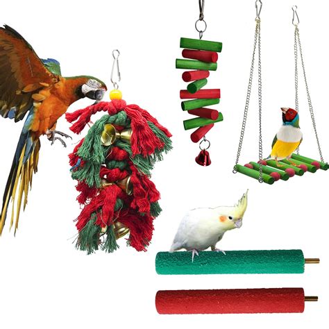 HEEKAME Christmas Bird Toys Parrot Toys Parrots Cage Chewing Toys Bird ...