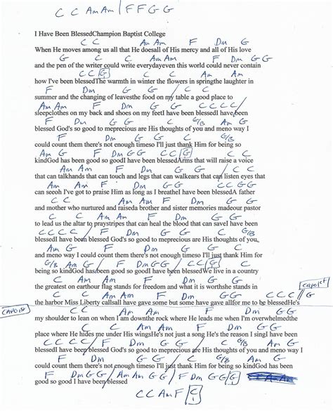 I Have Been Blessed Printable Lyrics - Printable Calendars AT A GLANCE