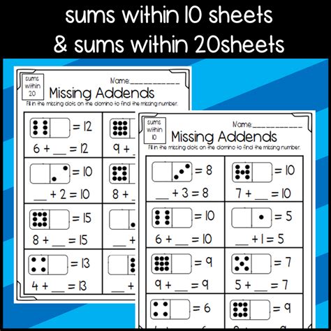 Image result for Math Missing Addend Worksheet