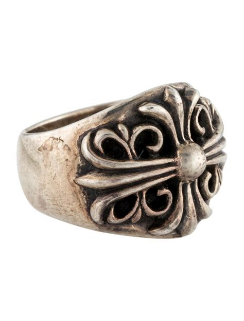 Chrome Hearts Cross Ring - Sterling Silver Band, Rings - CHH42231 | The ...