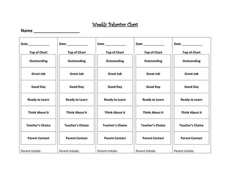 Image result for Simple Weekly Behavior Chart