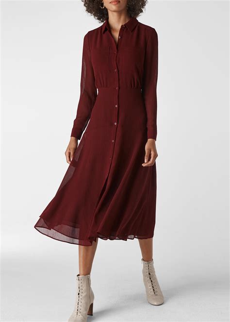 Burgundy Carys Midi Shirt Dress | WHISTLES
