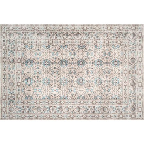 nuLOOM Stone Washed Mirella Vintage Framed Floral Rug