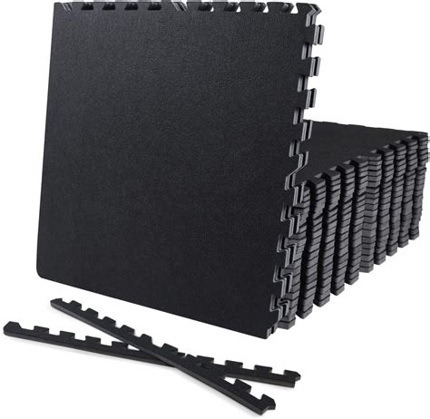 CAPHAUS EVA Foam Floor Tiles with Black Top, 24 Inch x 24 Inch ...