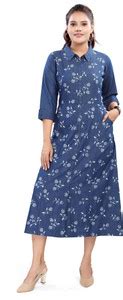 Aprika Women A-line Blue Midi/Calf Length Dress - Buy Aprika Women A ...