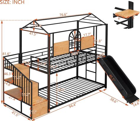 Harper&BrightDesigns Harper & Bright Designs House Bunk Bed with Slide ...