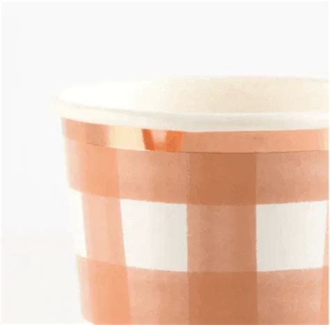 Burnt Orange Gingham Cups (x 8) – partyalacarte.co.in