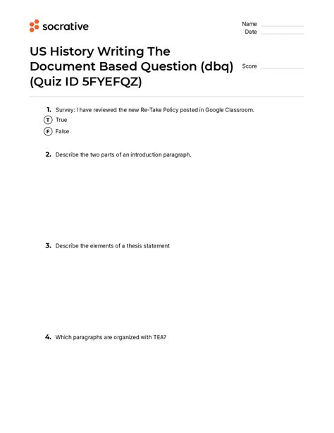 Us History Writing The Document Based Question (Dbq) – Quiz Shop