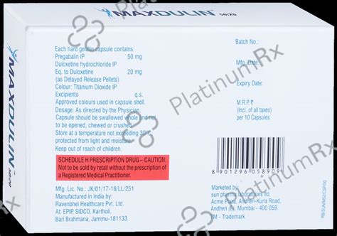 Maxdulin 50/20 Capsule DR – Uses, Price, Side Effects | PlatinumRx