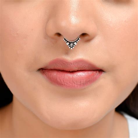 Sterling Silver 925 Septum Nose Ring For Non Pierced nose – NEMICHAND ...